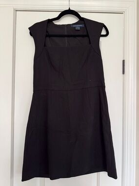 French Connection Black Sleeveless Square-Neck Midi Dress